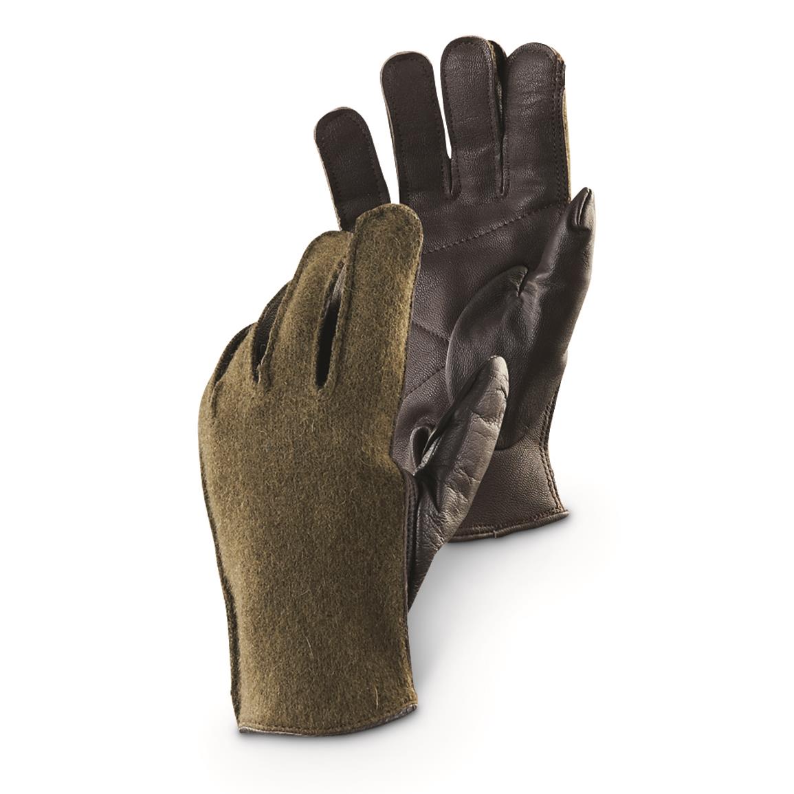 French Military Surplus Leather/Wool Gloves, New