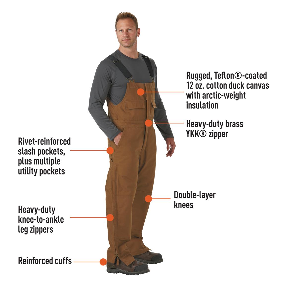 Gravel Gear Men's Insulated Duck Overalls with Teflon 700969, Overalls & Coveralls at