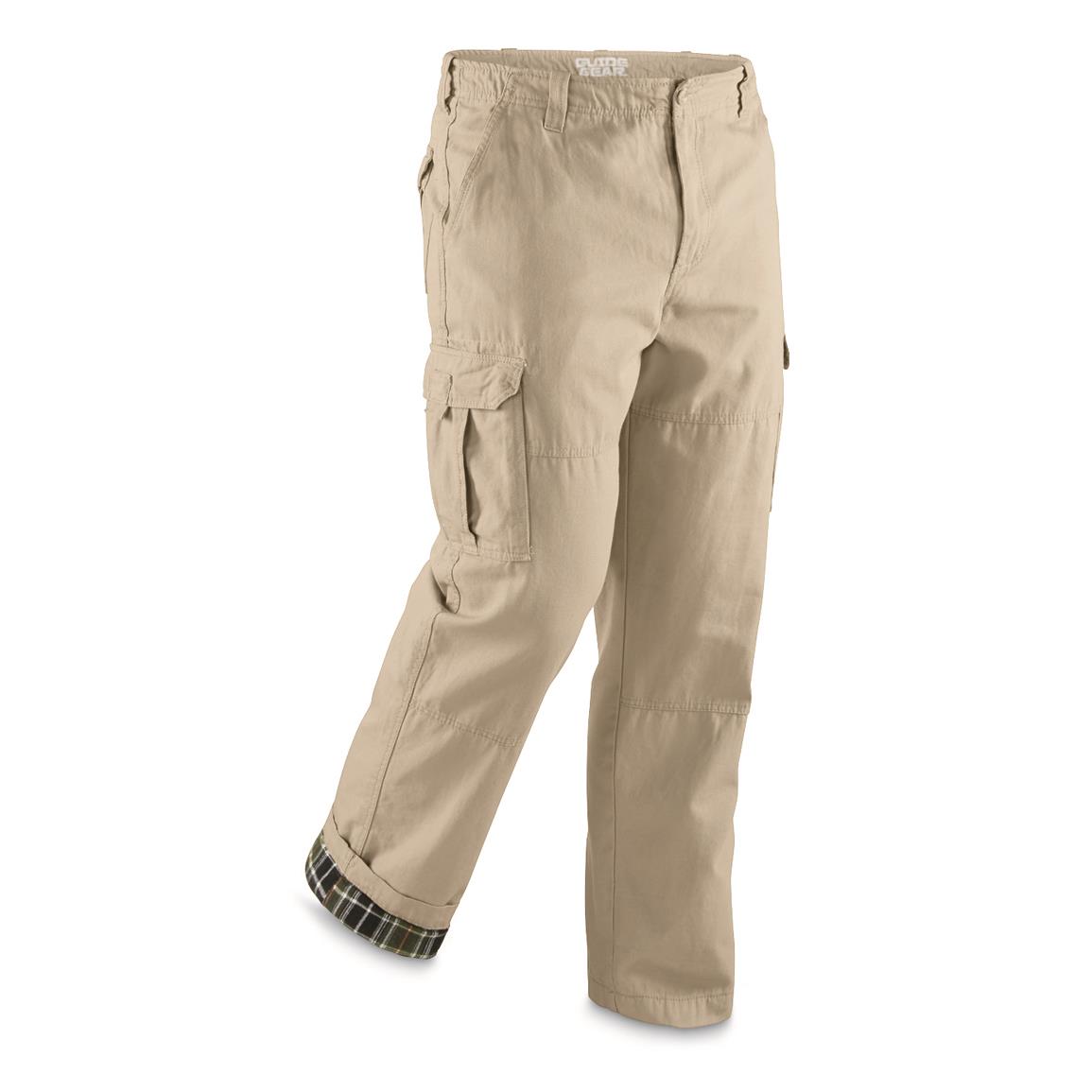 Guide Gear Men's Flannel-lined Cotton Cargo Pants, Khaki