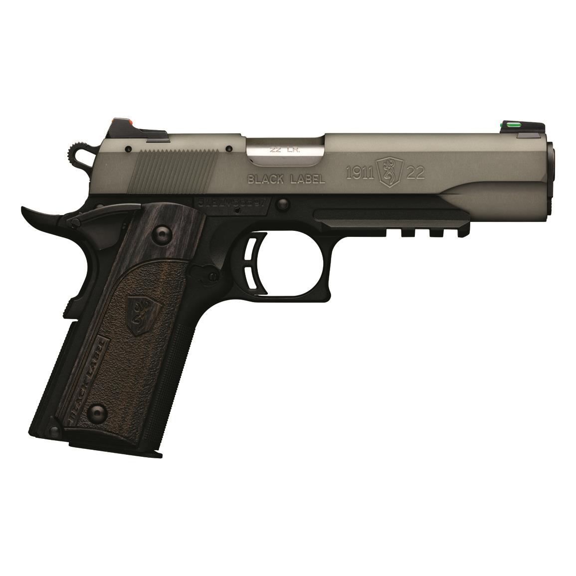 Browning 1911-22 Black Label, Semi-Automatic, .22LR, 4.25&quot; Barrel, Gray with Rail, 10+1 Rounds