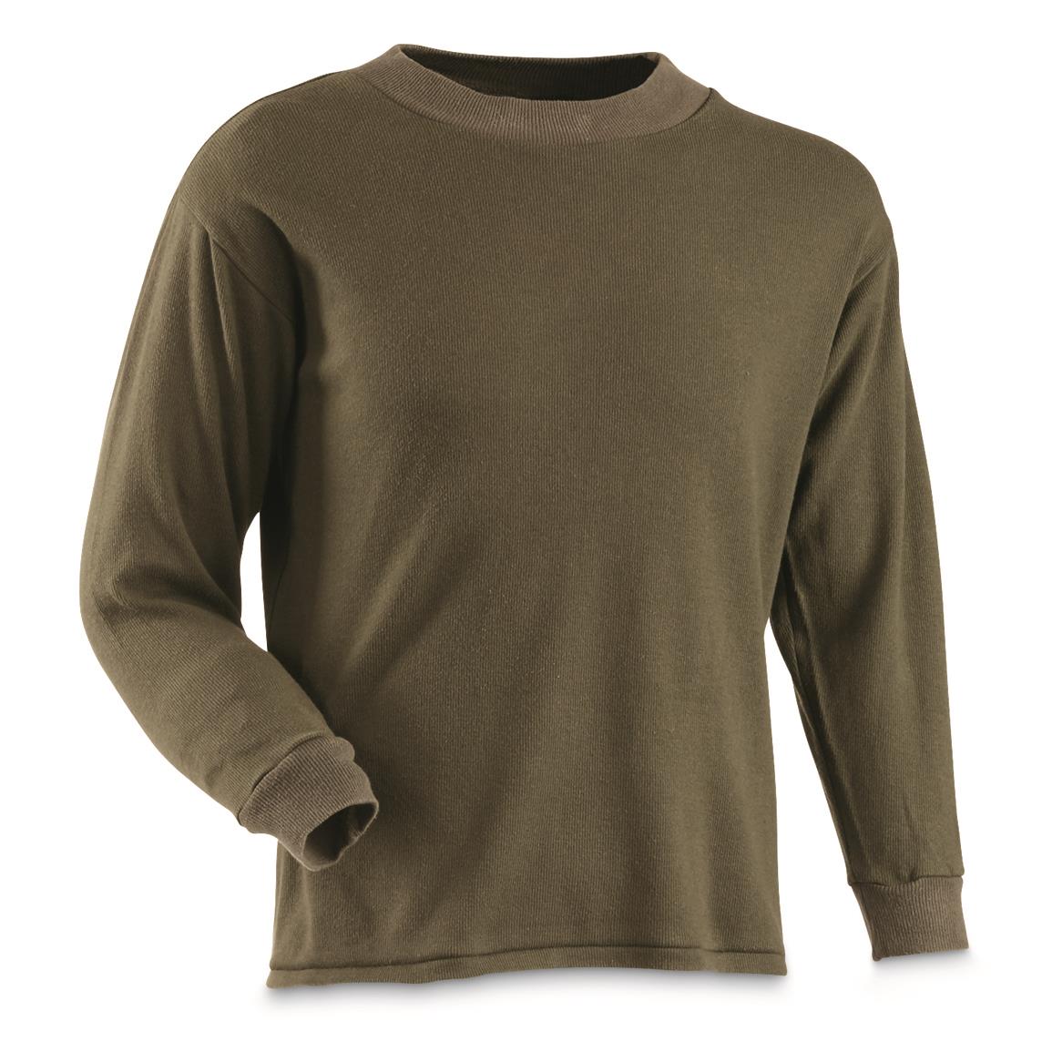 Belgian Military Surplus Wool Blend Long Sleeve Shirt, 3 Pack, Used