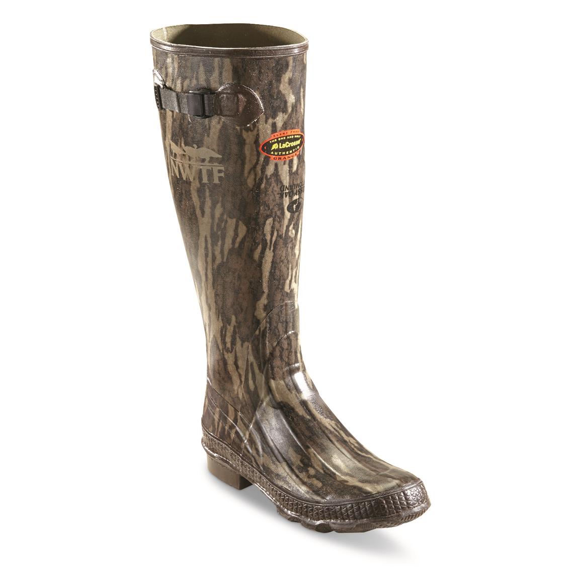 LaCrosse Men's NWTF Grange 18" Waterproof Rubber Boots, Mossy Oak Bottomland, Mossy Oak Bottomland® Camo