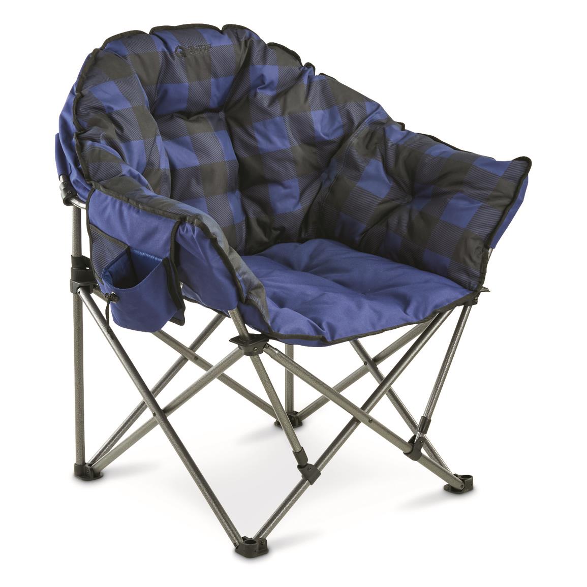Guide Gear Oversized Club Camp Chair, 500-lb. Capacity, Blue Plaid