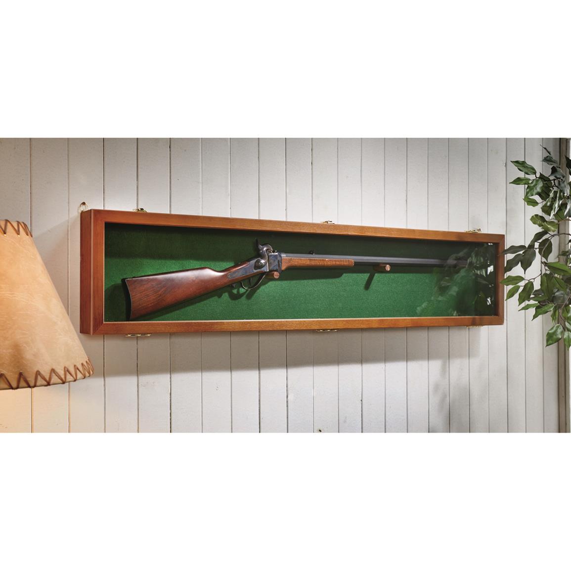 Collectors Handgun Gun Display Case Storage Solid Hardwood Hang Rack Glass 