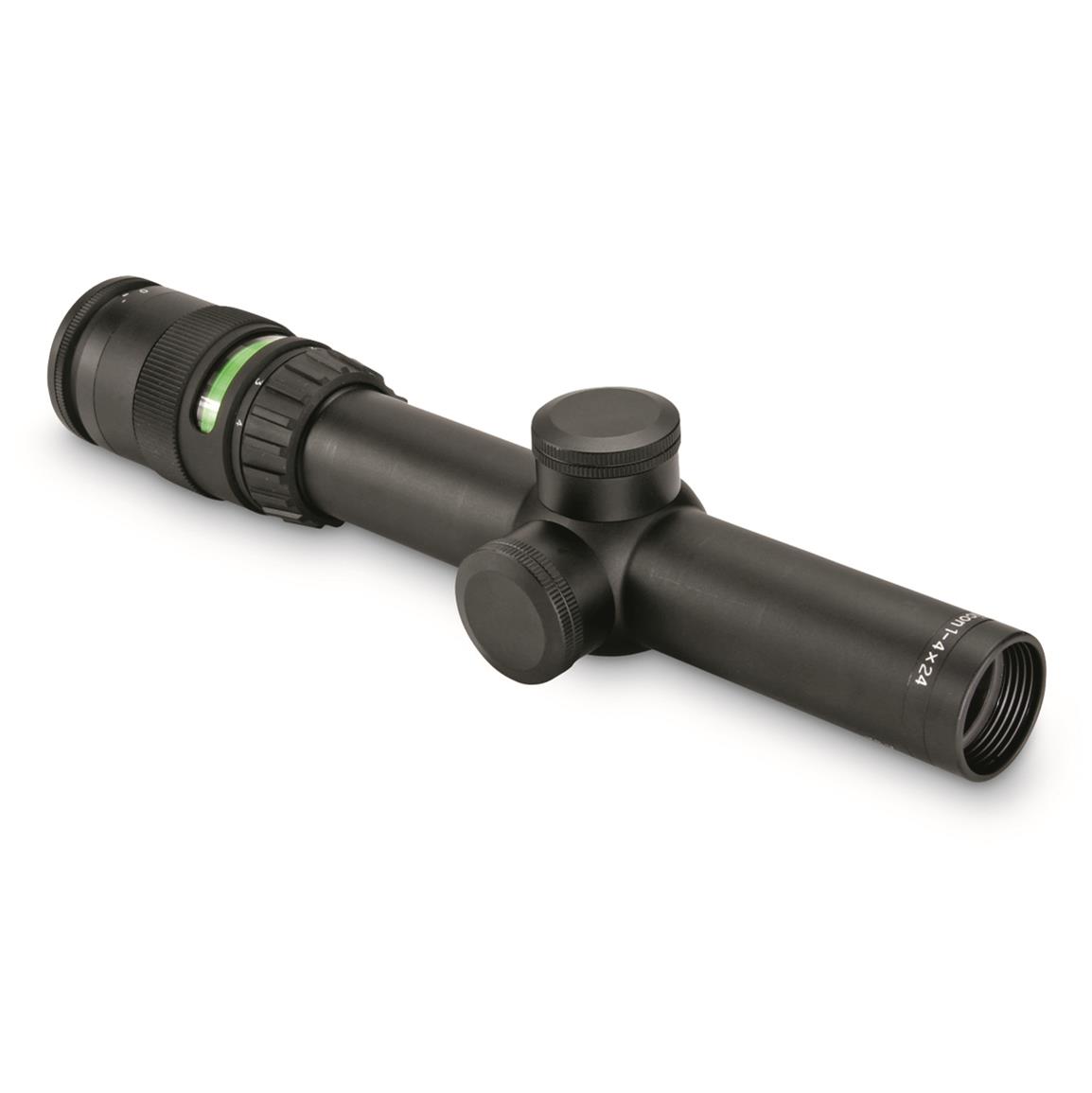 Trijicon AccuPoint 1-4x24mm Rifle Scope, 30mm Tube, Duplex Crosshair with Illuminated Green Dot