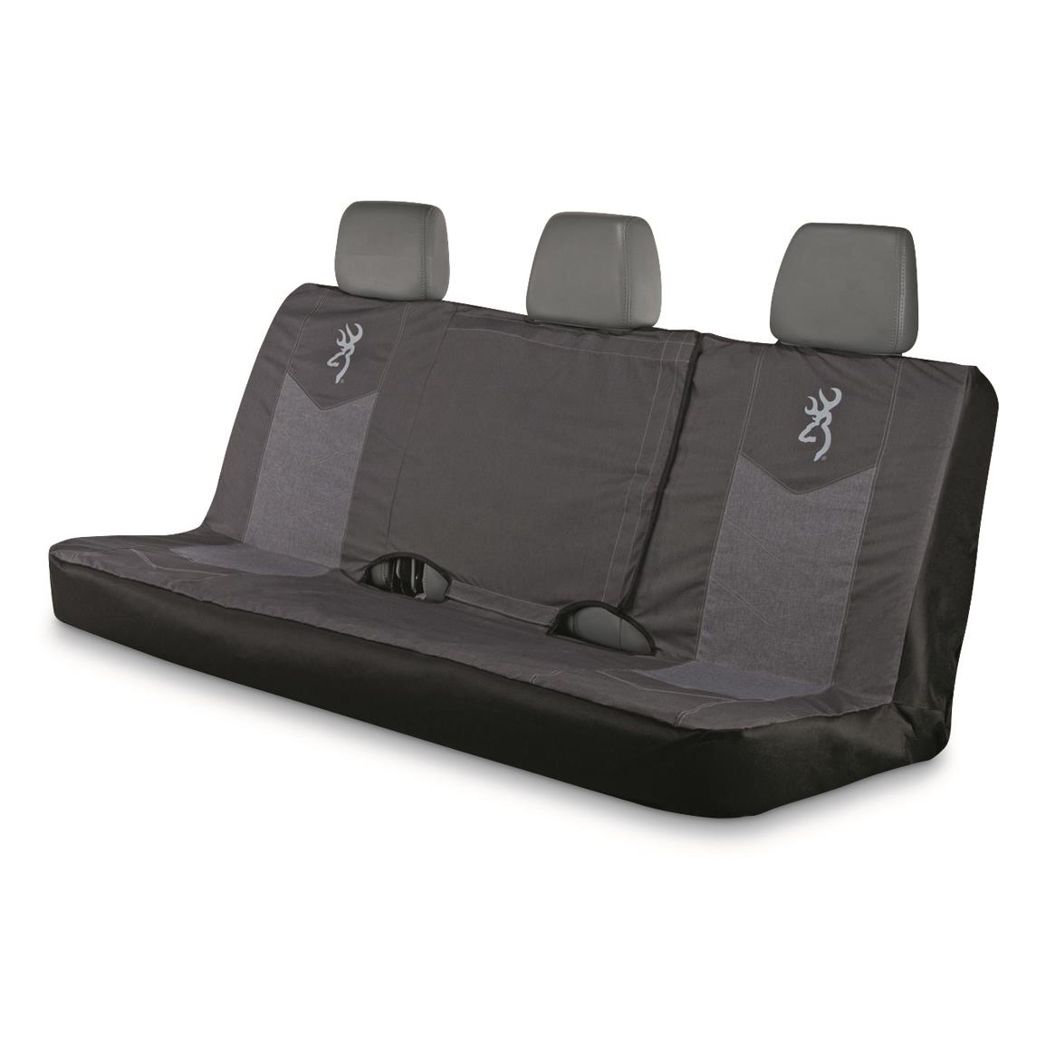 Browning Chevron Full Size Bench Seat Cover, Black/Gray