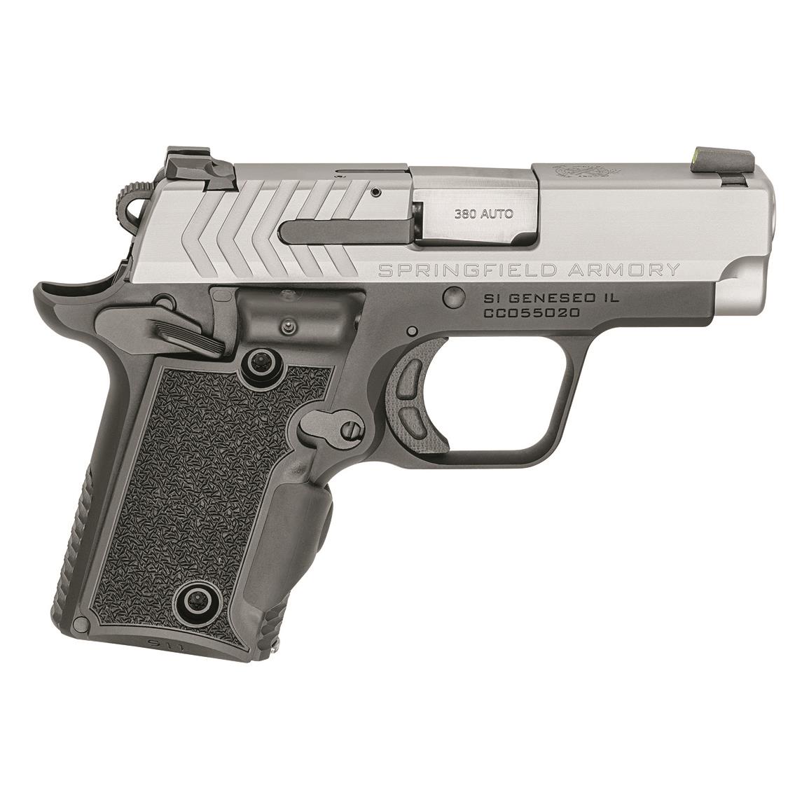 Springfield 911, Semi-Automatic, .380 ACP, 2.7" Barrel, Stainless, VIridian Green Laser, 7+1 Rds.