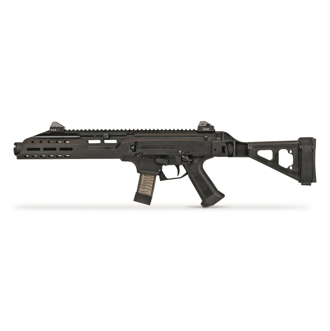 CZ-USA Scorpion EVO 3 S1 with Flash Can and Fold. Brace, Semi-Automatic, 9mm, 7.72&quot; Barrel, 10+1