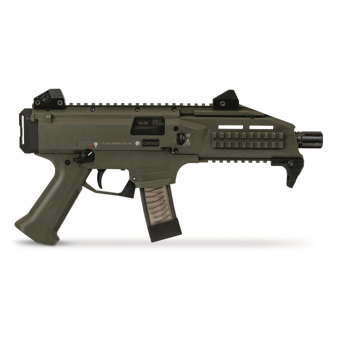 CZ-USA Scorpion EVO 3 S1 Pistol, Semi-Automatic, 9mm, 7.72&quot; Barrel, Olive Drab, 10+1 Rounds