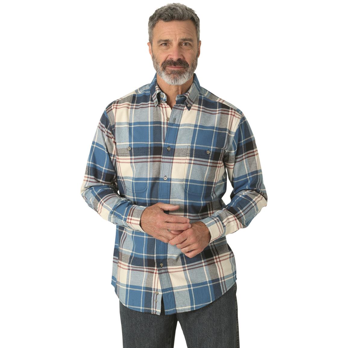 Wrangler® Rugged Wear® Men's Blue Ridge Flannel Shirt, Blue/white