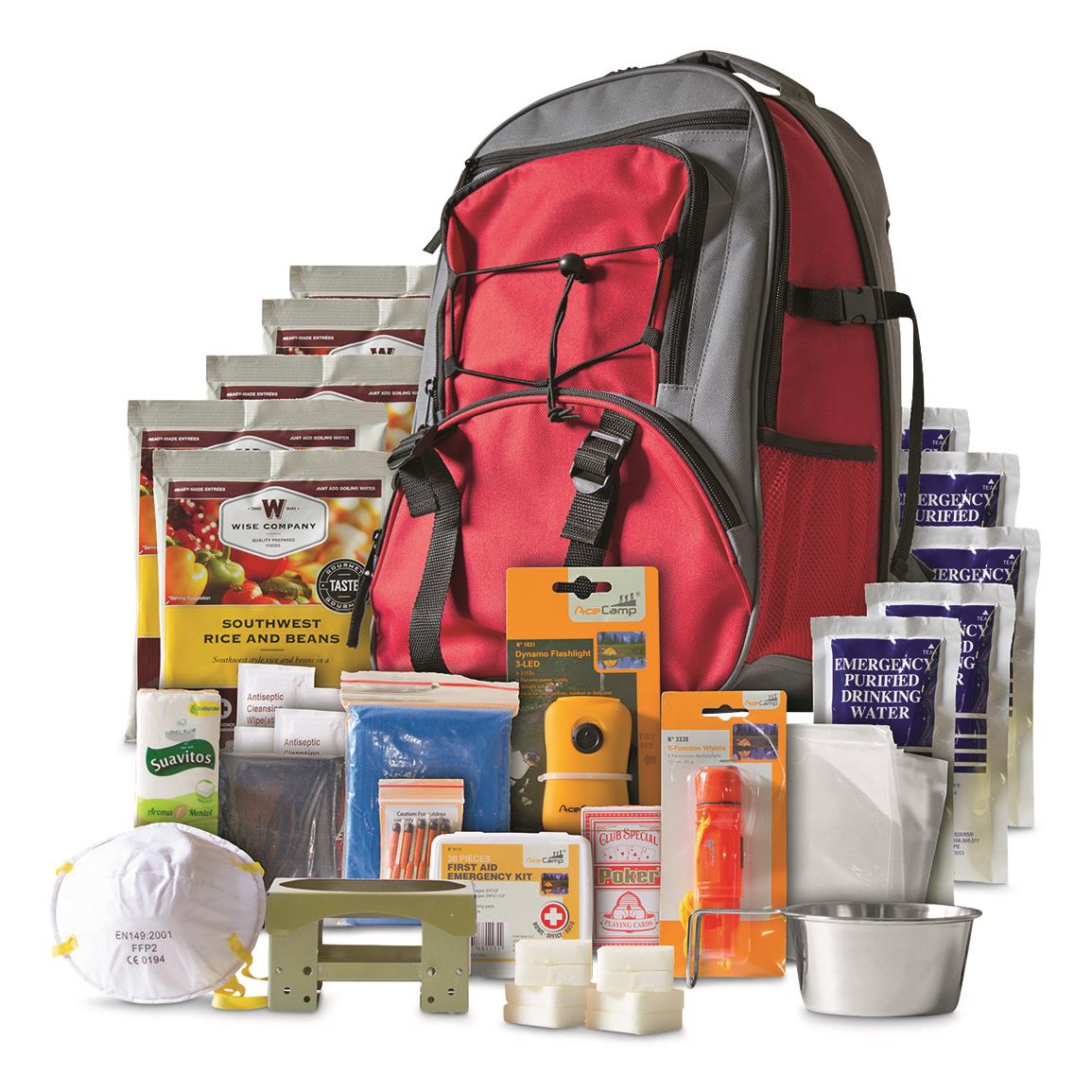 Wise 5-Day Survival Backpack, 64 Pieces
