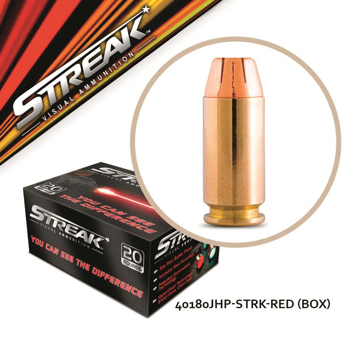 Streak, .40 S&amp;W, Jacketed Hollow Point, 180 Grain, 20 Rounds