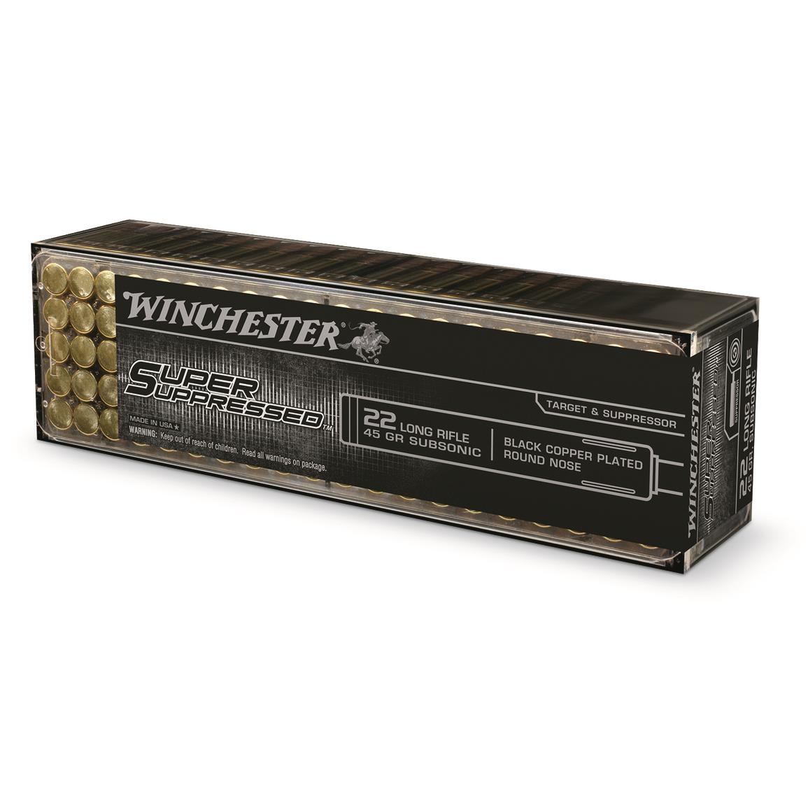 Winchester, Super Suppressed, .22LR, LRN, 45 Grain, 100 Rounds