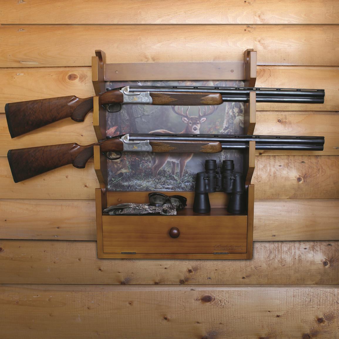 Rush Creek Creations Deer 4 Gun Wall Rack with Storage - 705676, Gun ...