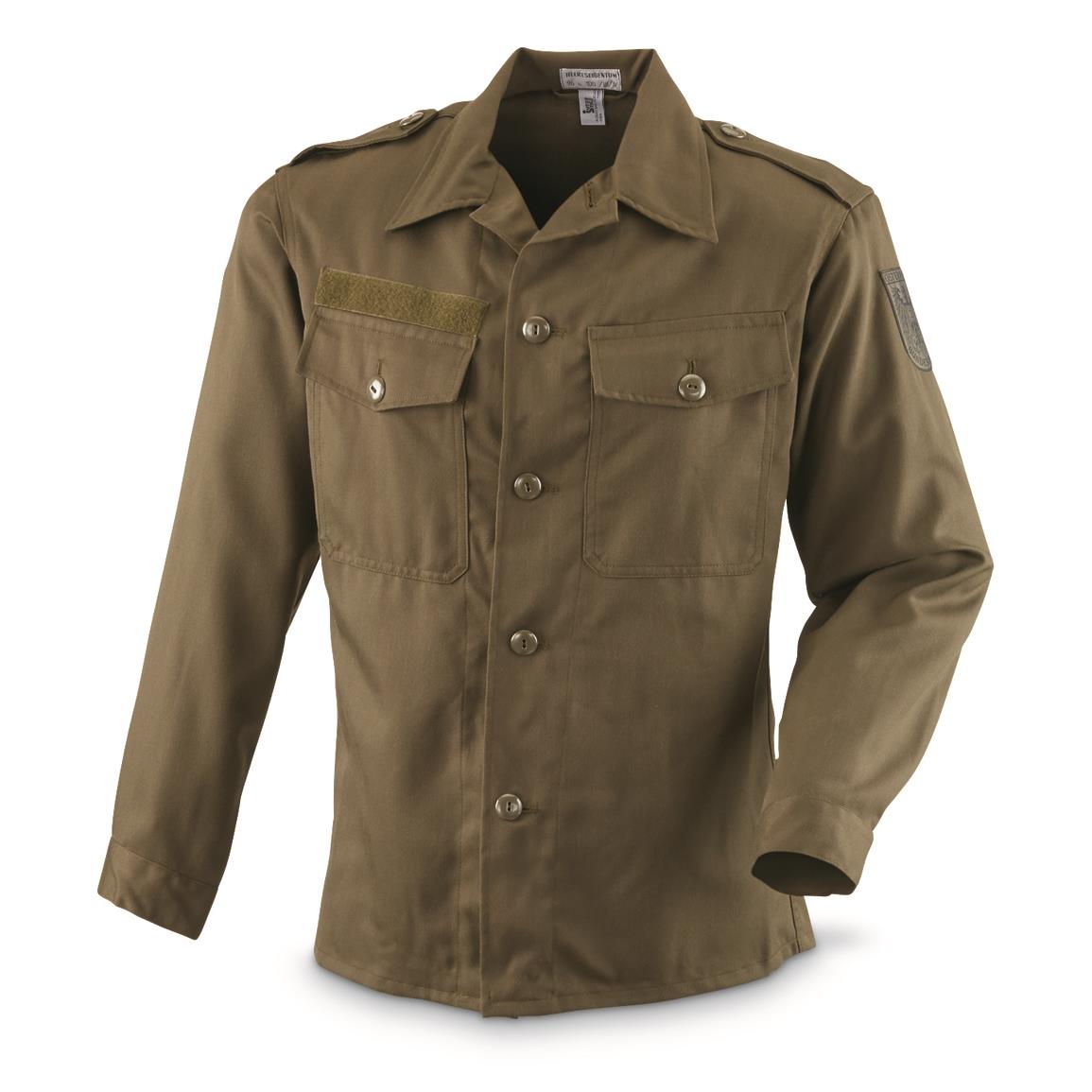 Austrian Military Surplus Long Sleeve Field Shirt, New, Olive Drab