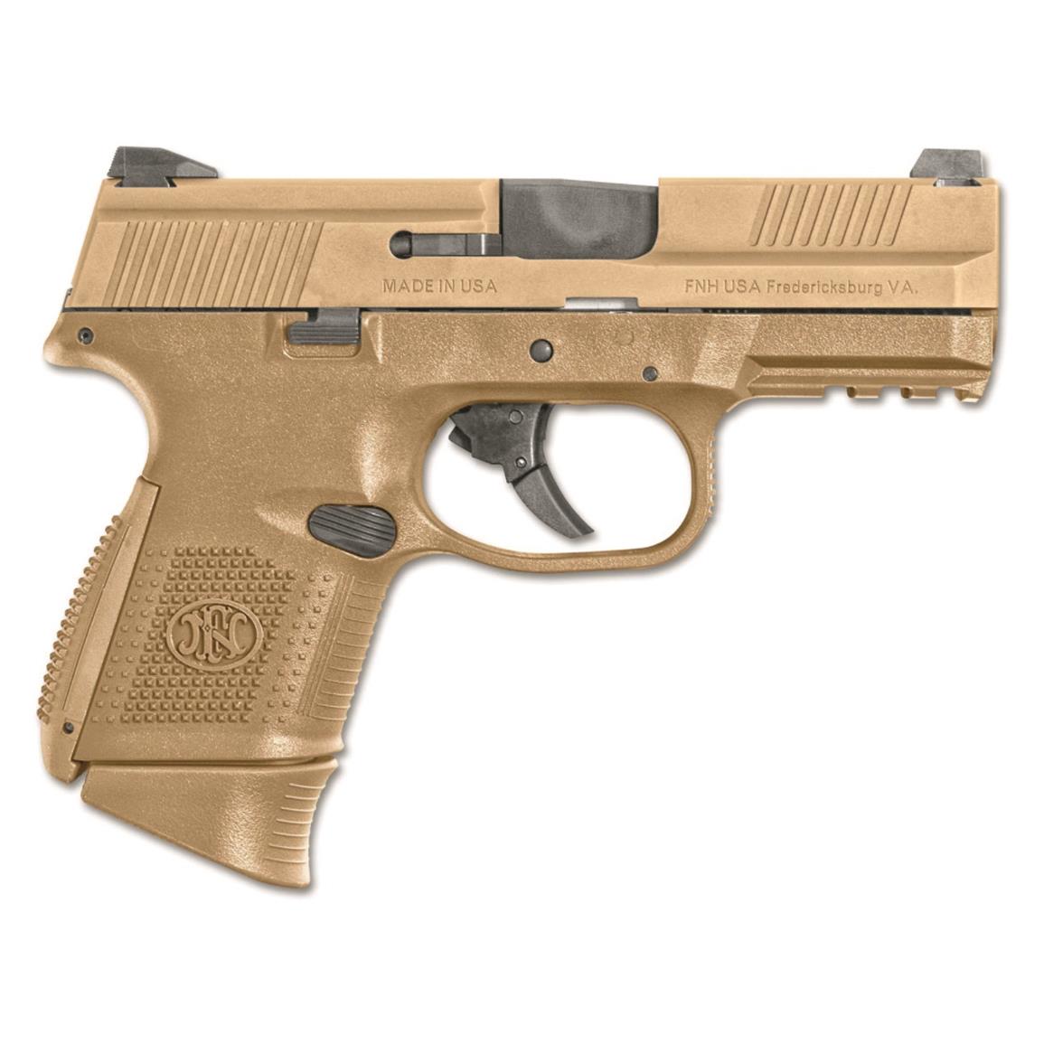 FN America FNS-9 Compact FDE, Semi-Automatic, 9mm, 3.6" Barrel, No Manual Safety, 10+1 Rounds