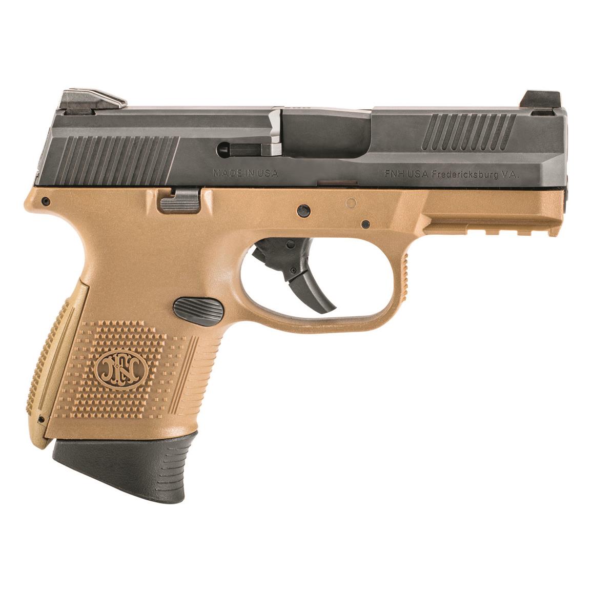 FN America FNS-9 Compact FDE/BLK, Semi-Automatic, 9mm, 3.6" Barrel, No Manual Safety, 10+1 Rounds
