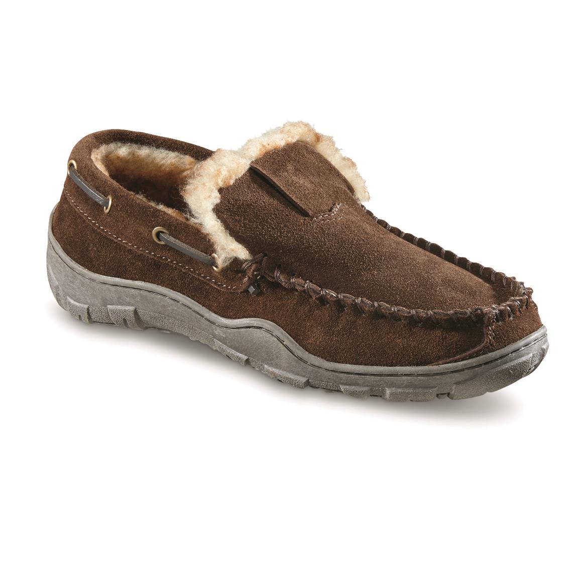 Guide Gear Men's Suede Moccasin Slippers - 706775, Slippers at ...