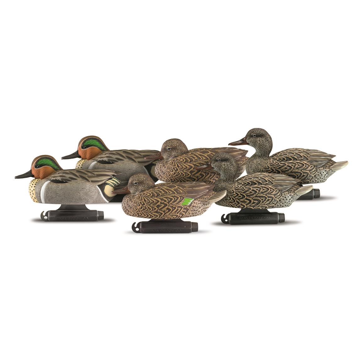DOA Decoys Refuge Series Greenwing Teal Floaters, 6 Pack