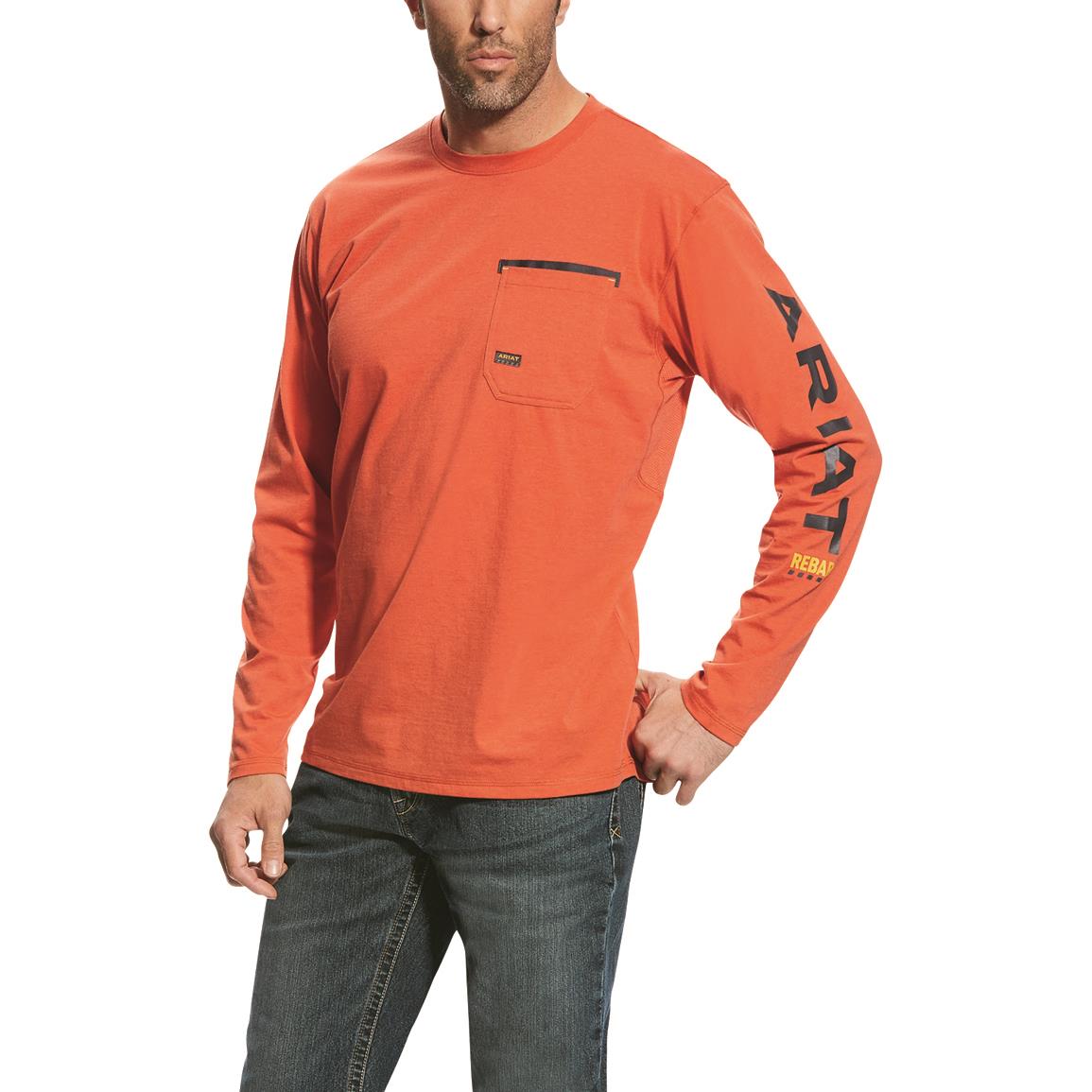 Ariat Men s Rebar Logo  Crew Long  Sleeve  Shirt  707159 T 