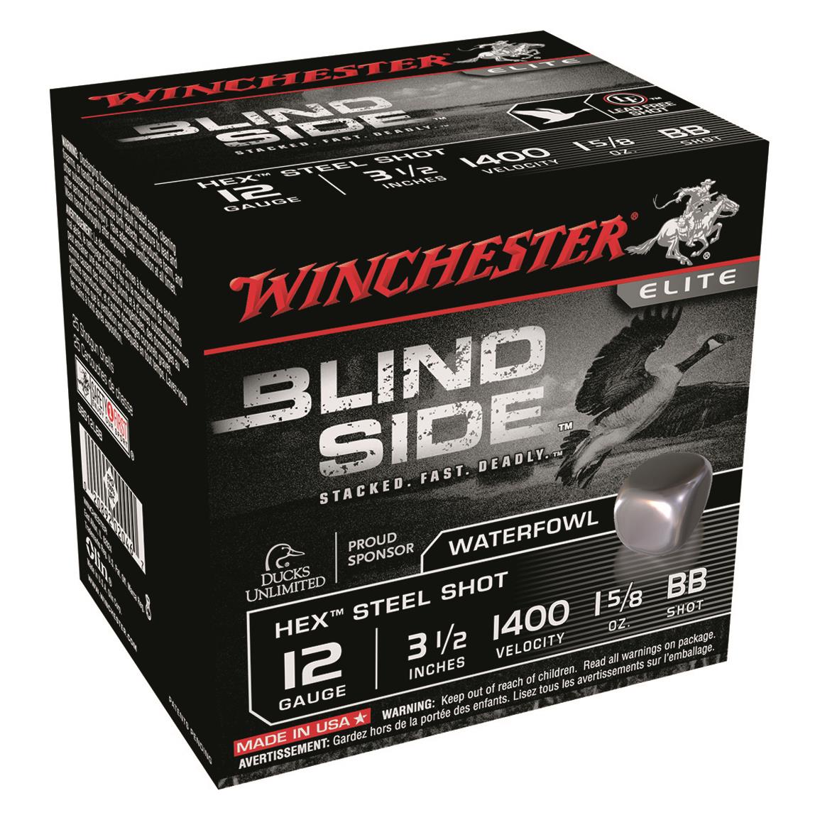 Winchester Blind Side, 12 Gauge, 3 1/2" Shot Shells, 1 5/8 oz., 250 Rounds