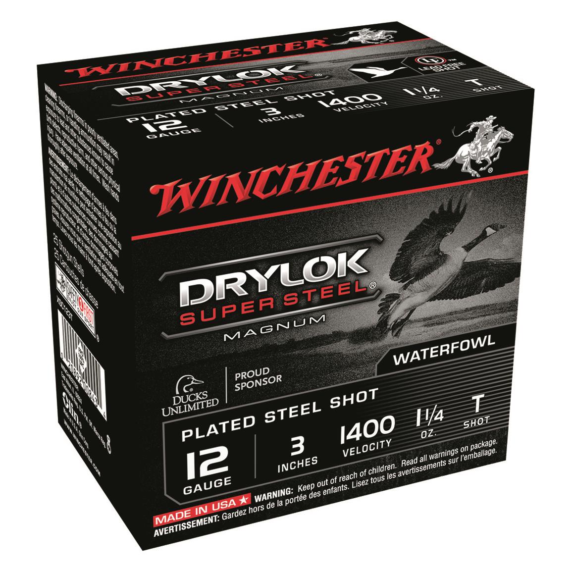 Winchester DryLok Super Steel Magnum, 12 Gauge, 3" Shot Shells, 1 1/4 oz., 250 Rounds
