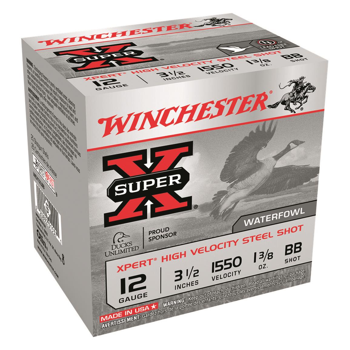 Winchester Super X Xpert High-Velocity Steel Waterfowl, 12 Gauge, 3 1/2", 1 3/8 oz., 250 Rounds