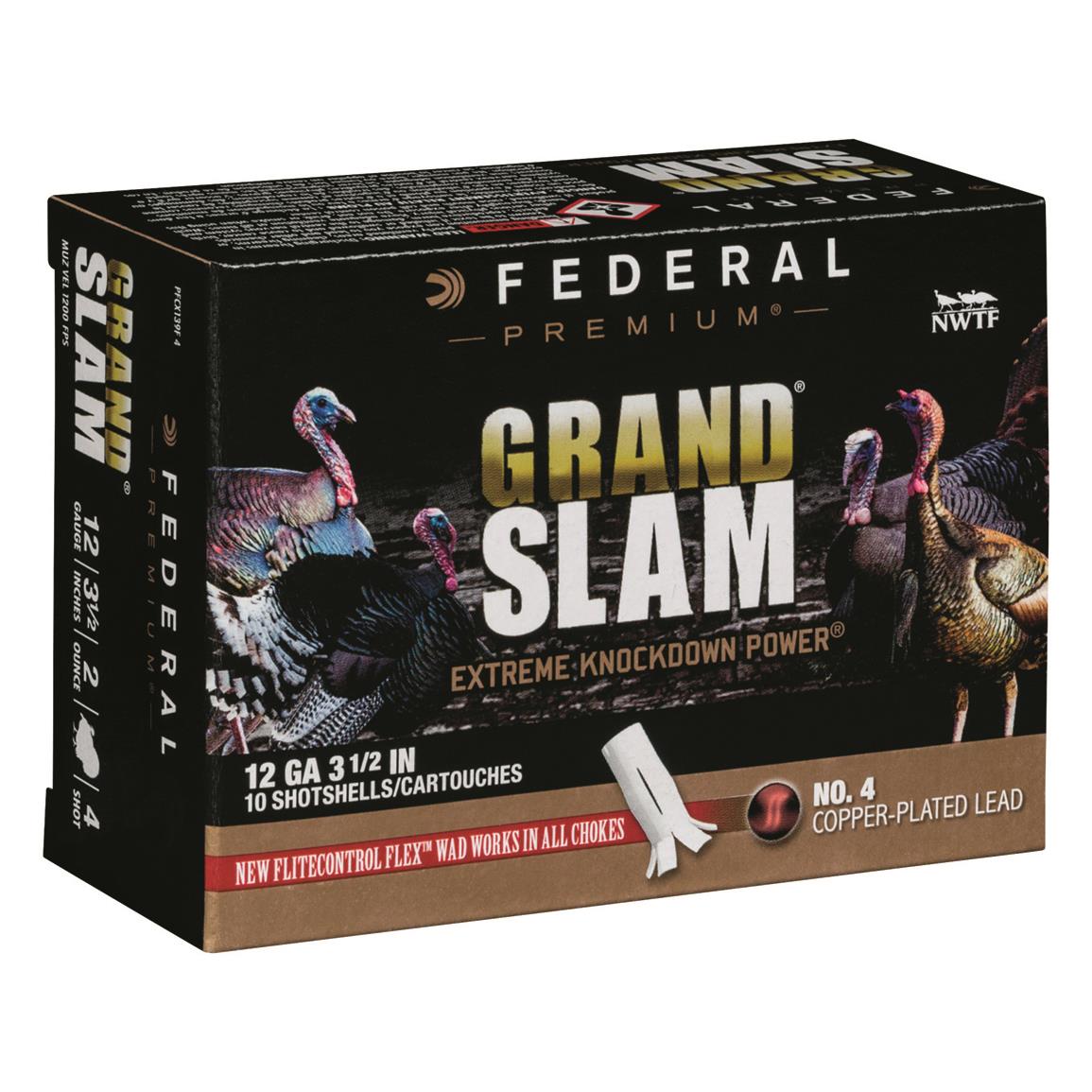 Federal Premium Grand Slam, 12 Gauge, 3 1/2" Shot Shells, Copper-plated Lead, 2 oz., 10 Rounds