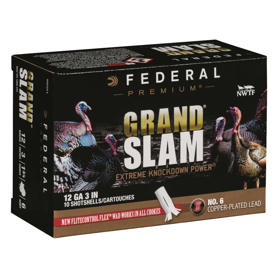 Federal Premium Grand Slam, 12 Gauge, 3" Shot Shells, Copper-plated Lead, 1 3/4 oz., 10 Rounds