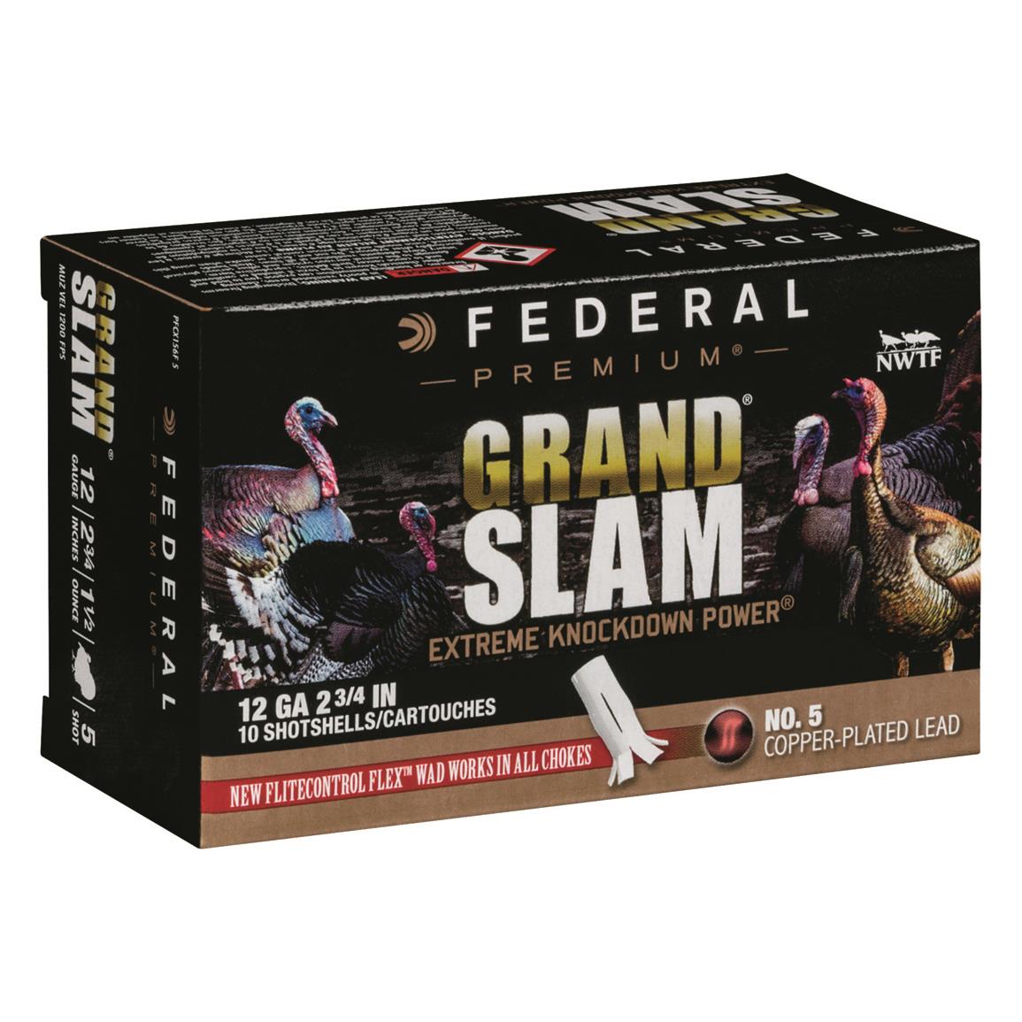 Federal Premium Grand Slam, 12 Gauge, 2 3/4" Shot Shells, Copper-plated Lead, 1 1/2 oz., 10 Rounds