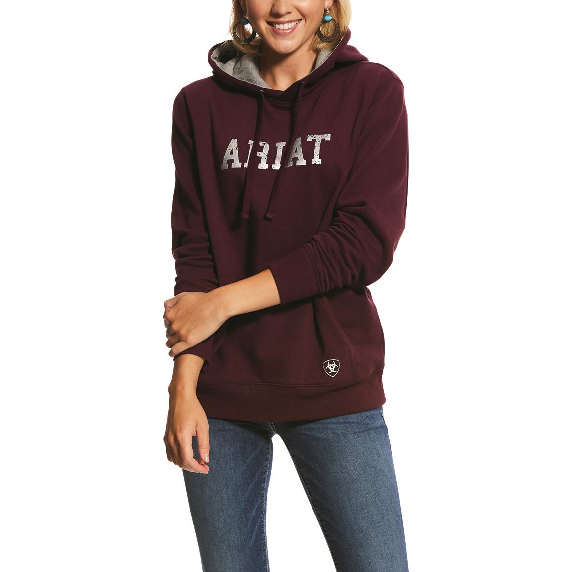 Women's Ariat Logo Hoodie Sweatshirt - 707365, Sweatshirts, Hoodies ...