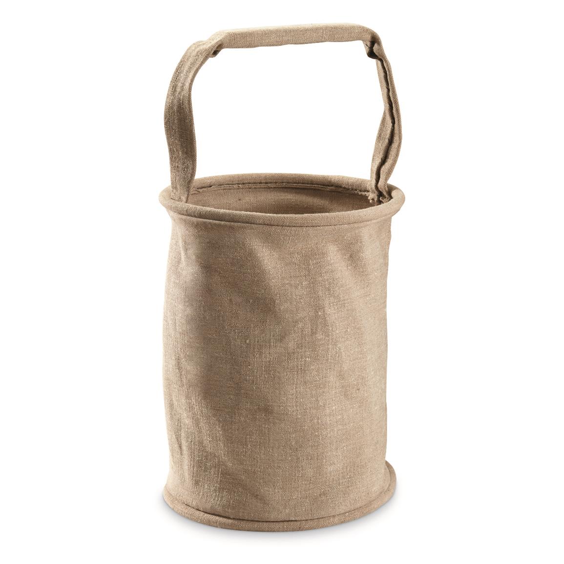 French Military Surplus Linen Water Bucket, New