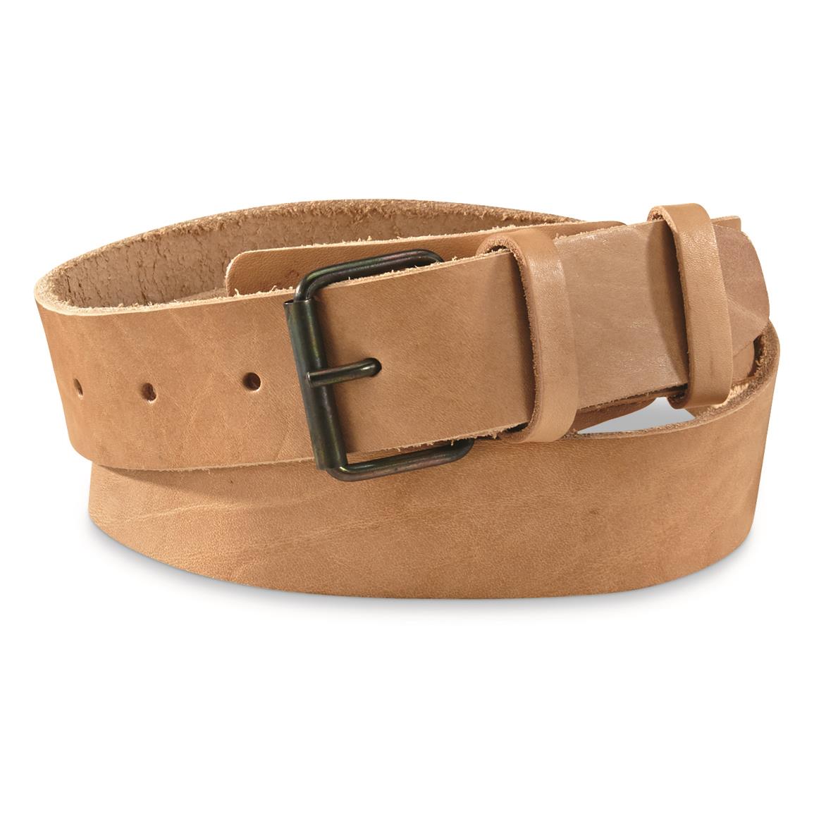 Hungarian Military Surplus Enlisted Leather Belt, New, Tan