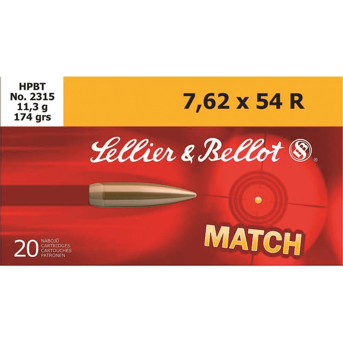 Sellier & Bellot Match, 7.62x54R, HPBT, 174 Grain, 20 Rounds