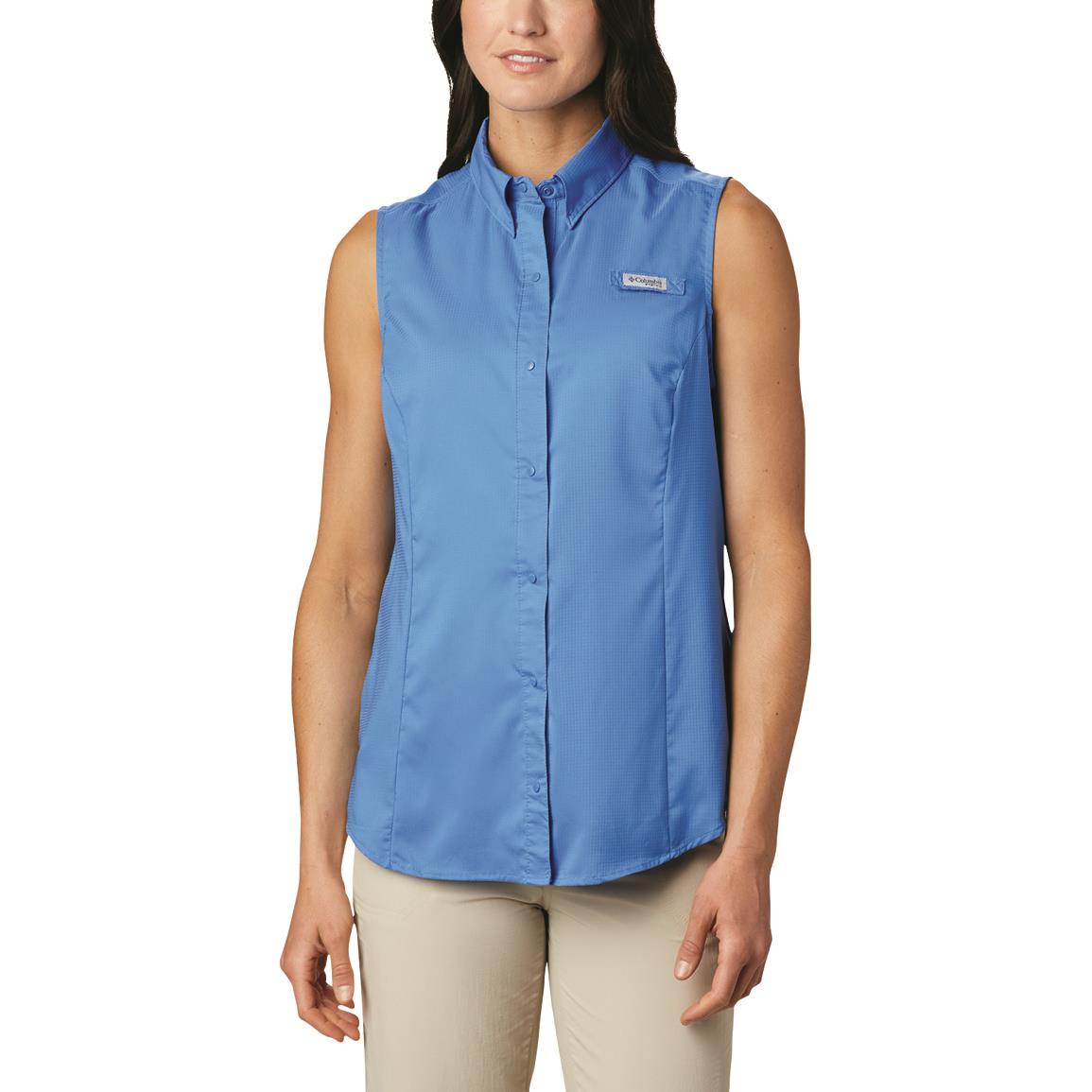Columbia Women's PFG Tamiami Sleeveless Shirt, Stormy Blue