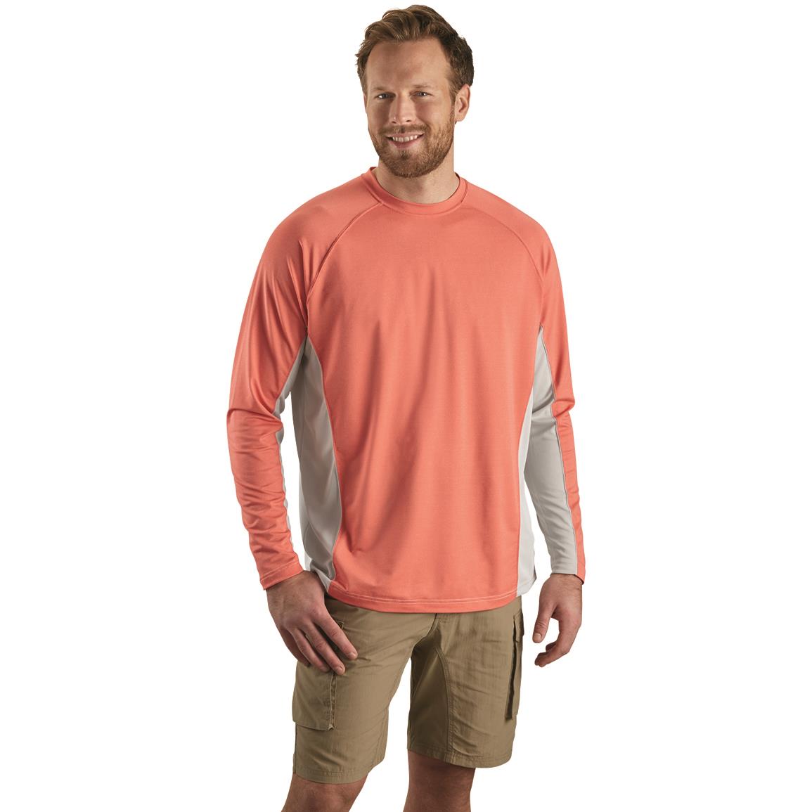 Guide Gear Men's Cooling Fishing Shirt, Long-sleeved, Deep Coral