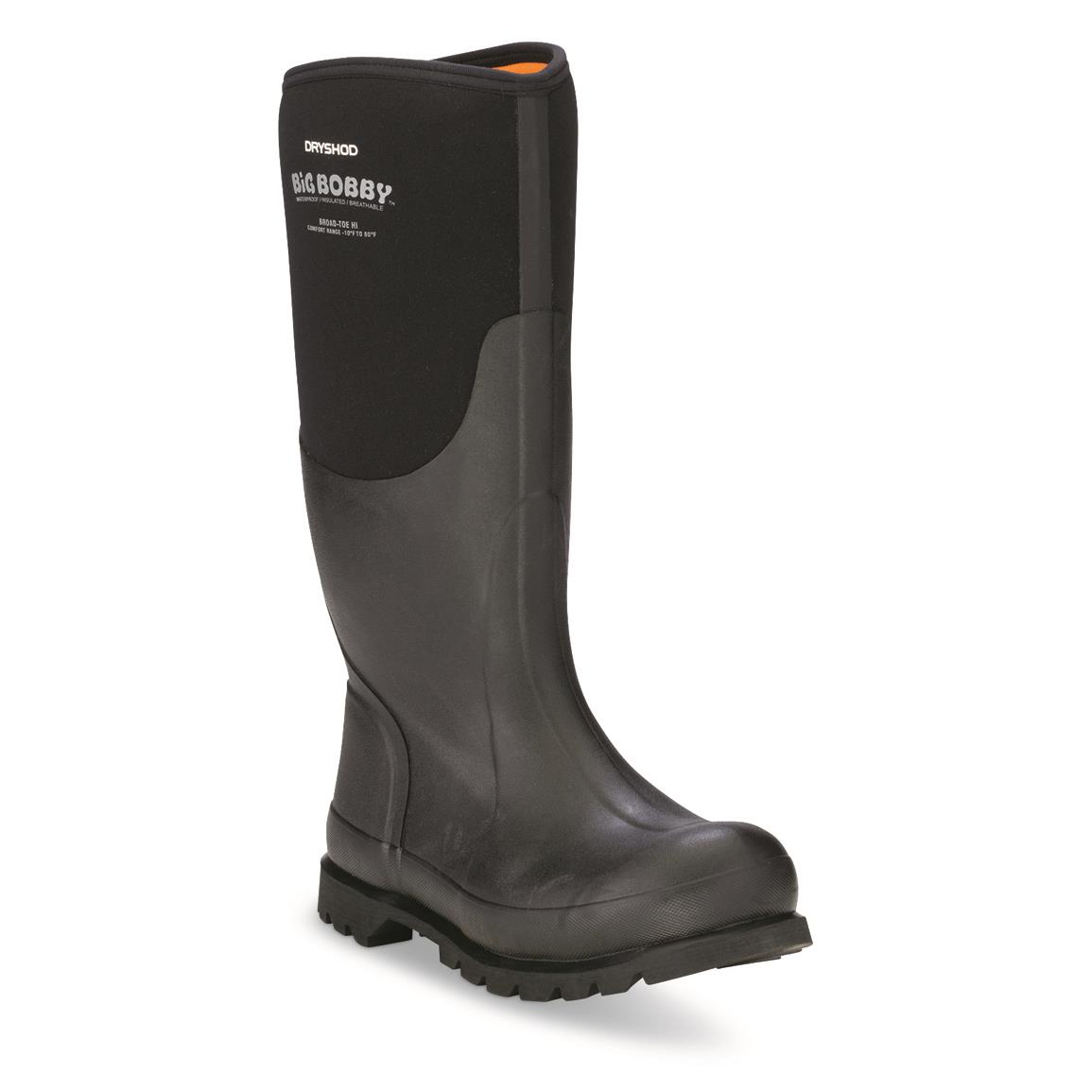 DryShod Men's Big Bobby High Rubber Winter Work Boots, -20°F, Black