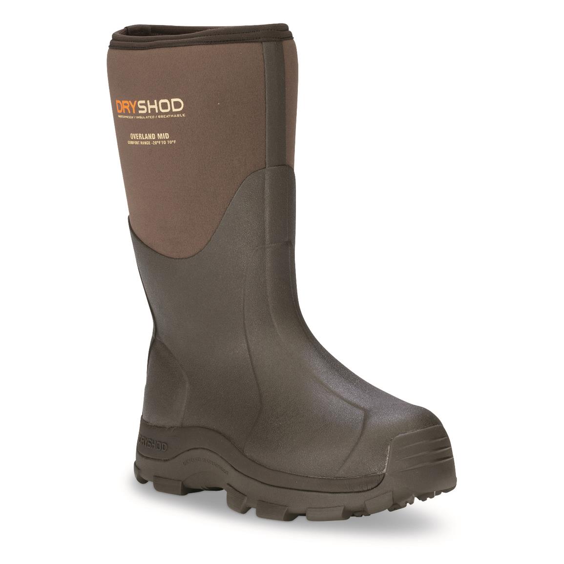 DryShod Overland Mid Premium Men's Neoprene Rubber Sport Boots, -20°F, Khaki