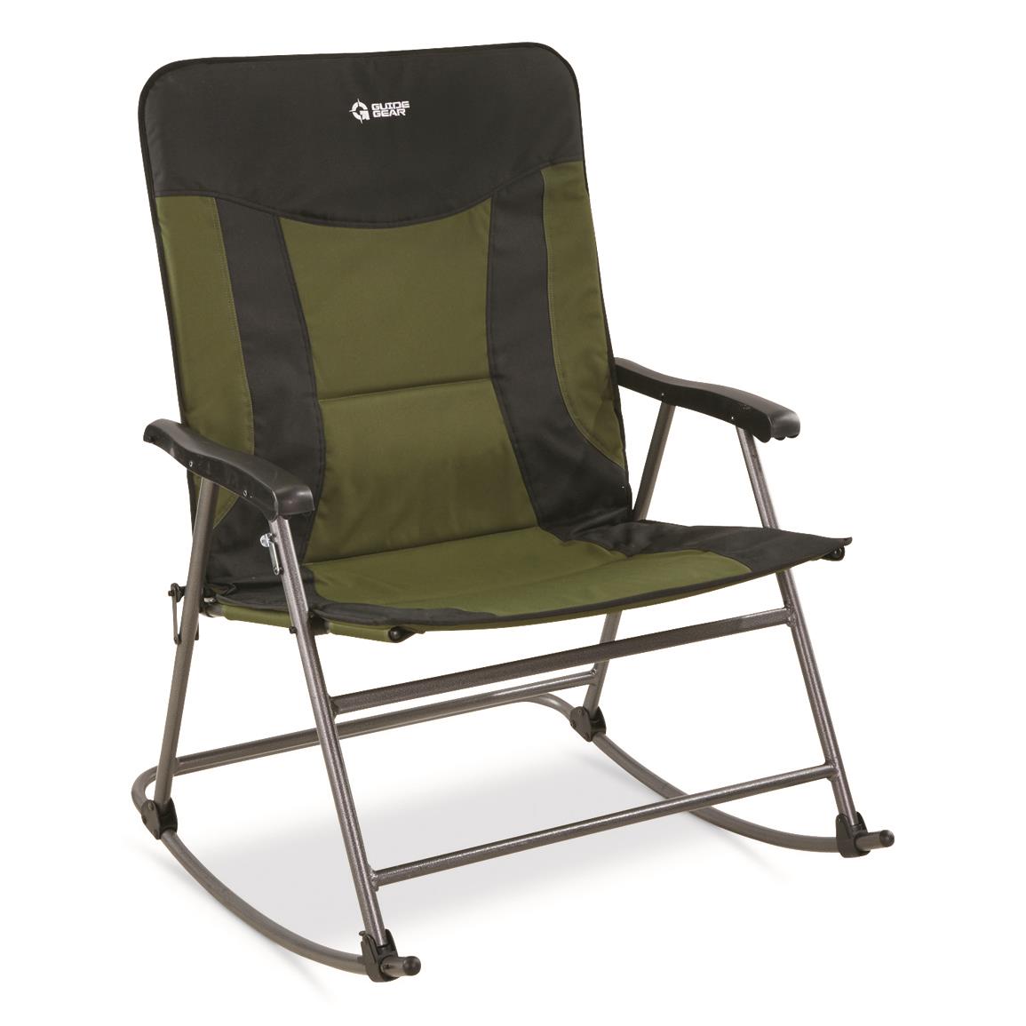 Guide Gear Oversized XXL Rocking Camp Chair, 600-lb. Capacity, Green/Black, Hunter Green/Black