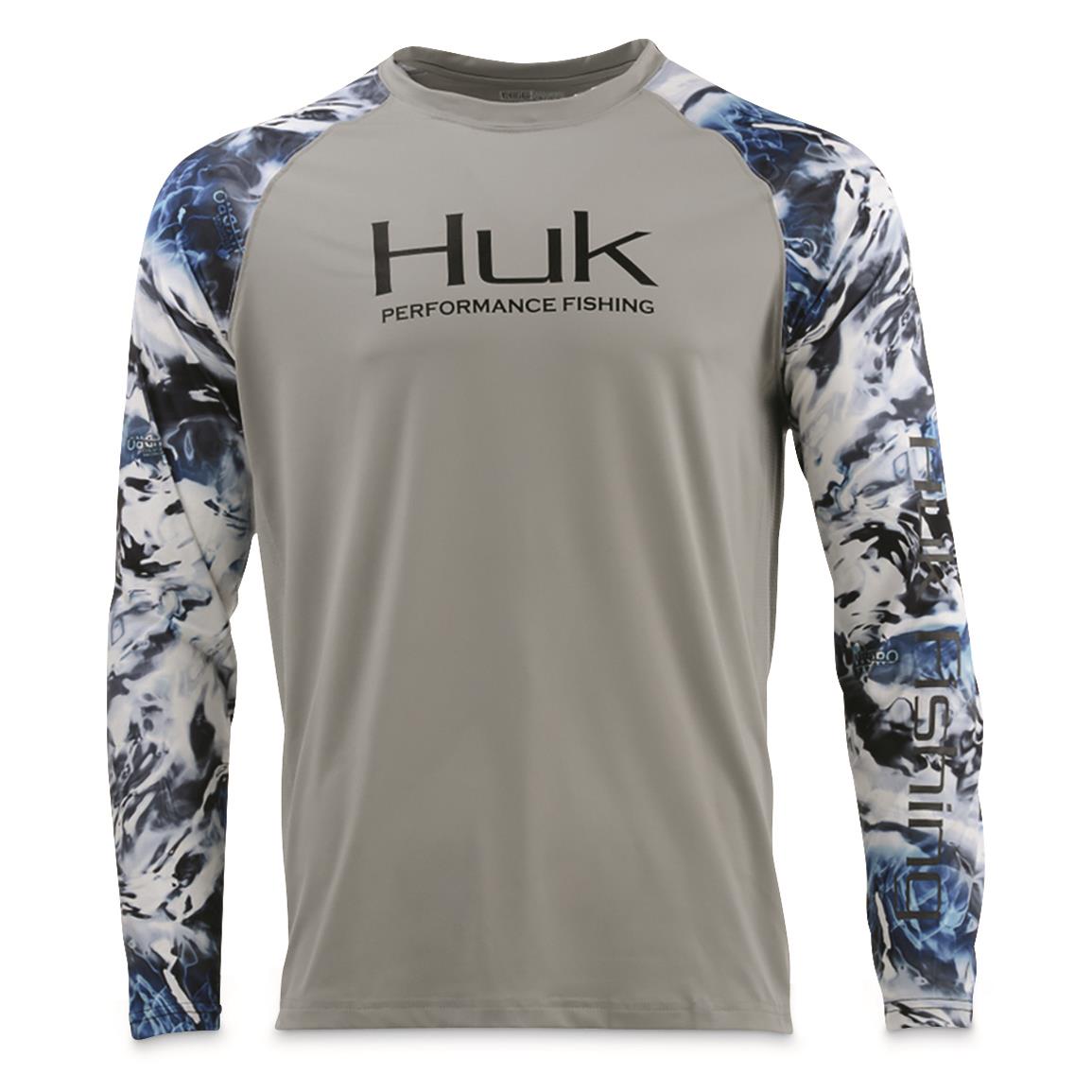 Huk Subphantis Double Header Vented Long Sleeve T-Shirt-Gray/Hydro Ice