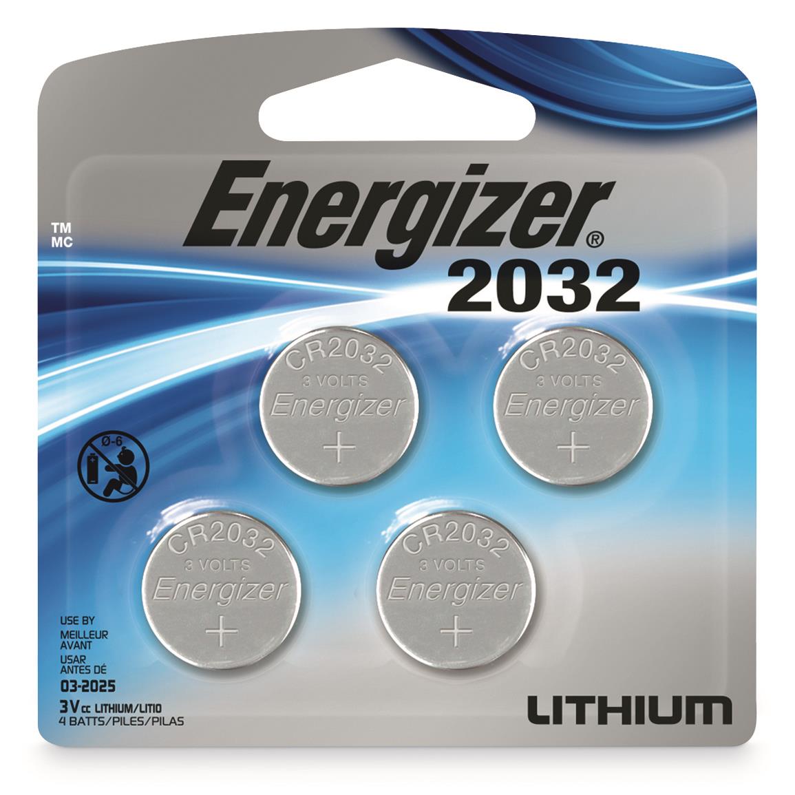 Energizer Lithium Coin 2032 Batteries, 4 Pack