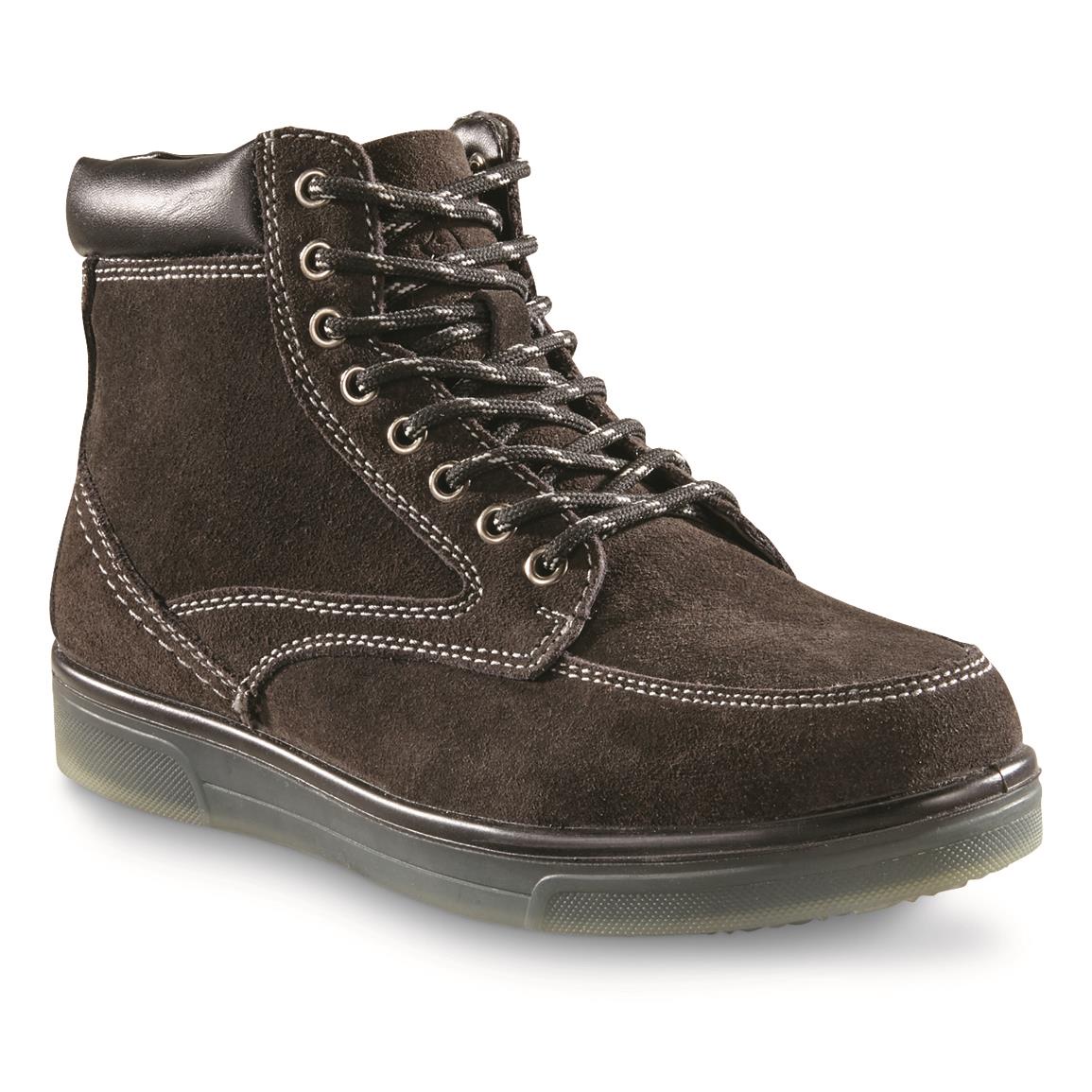 Italian Municipal Surplus Leather Steel Toe Work Boots, New, Brown