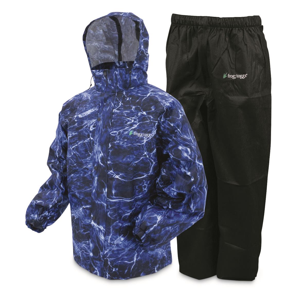 frogg toggs Men's All Sport Waterproof Rain Suit, Mossy Oak, Mossy Oak® Elements™ Blue Marlin/black