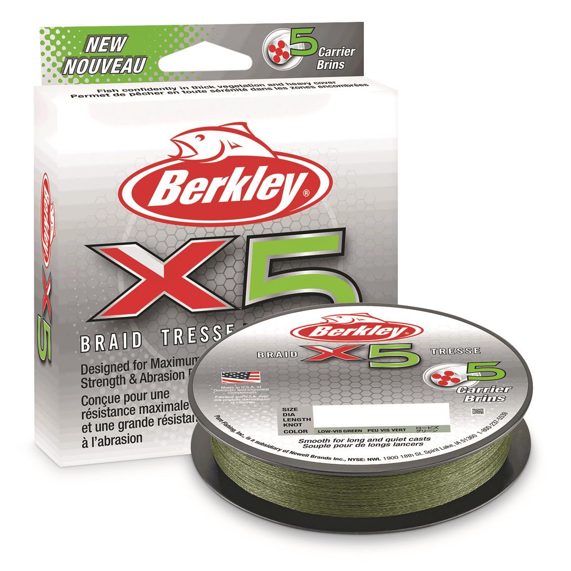 Berkley® x5 Braid Fishing Line, Lo-Vis Green