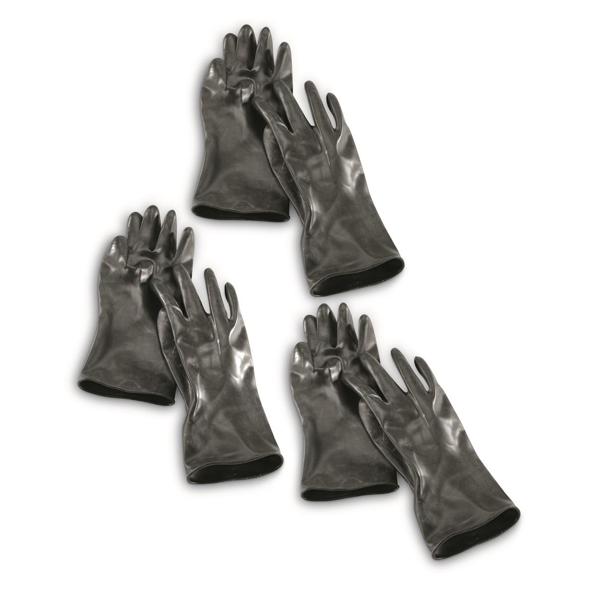 Belgian Military Surplus Rubber Gloves, 3 Pack, New