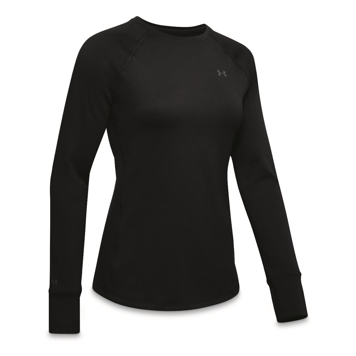 Under Armour Women's Base 4.0 Base Layer Crew Top, Black/pitch Gray