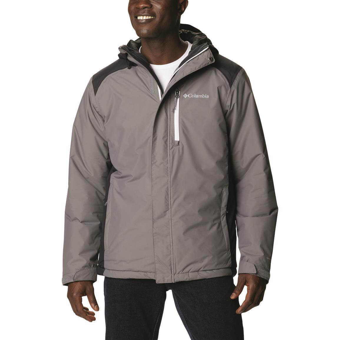 Columbia Men's Tipton Peak Waterproof Insulated Jacket, City Grey/black/white Zips