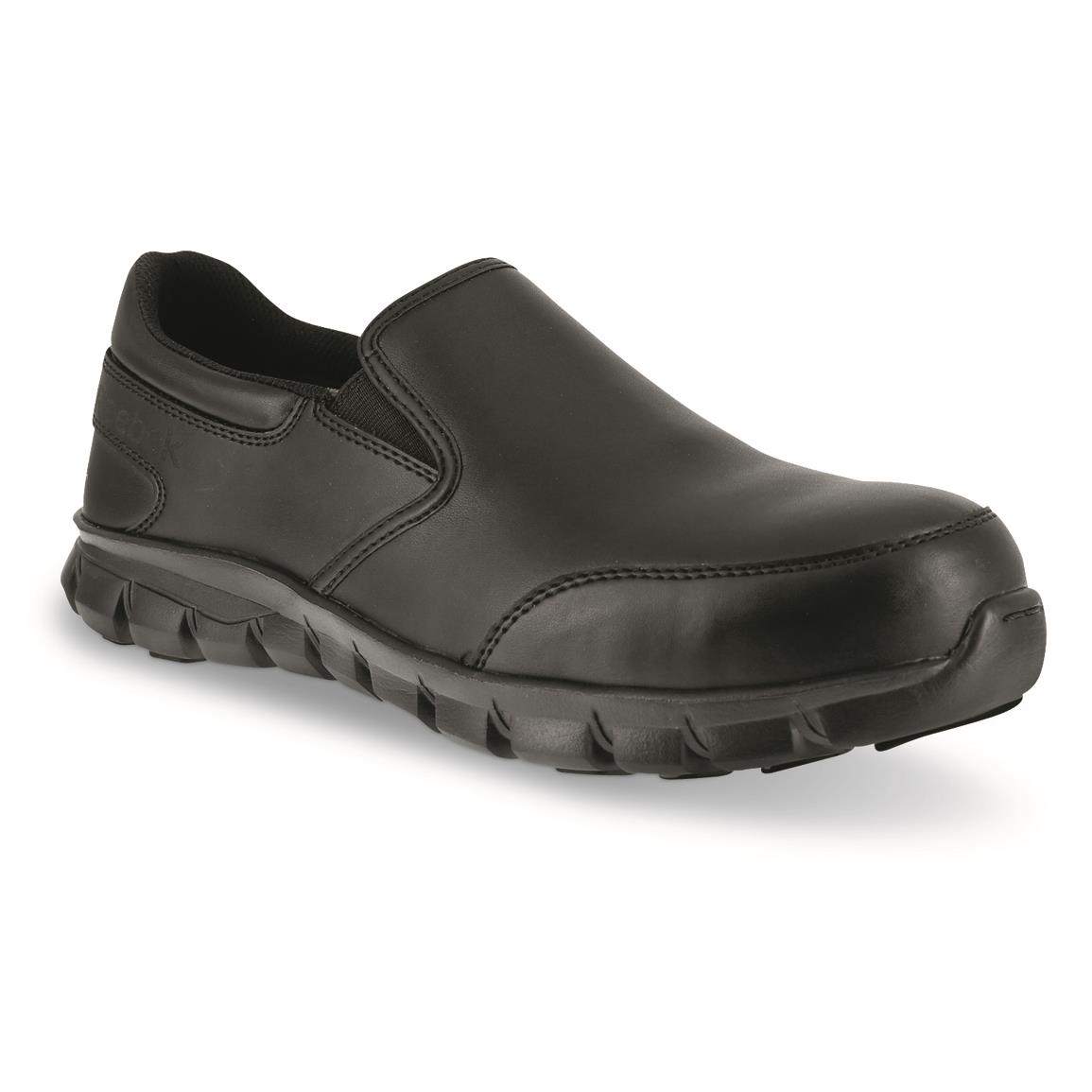 Reebok Men's Sublite Cushion Work Composite Toe Slip-on Shoes, Black