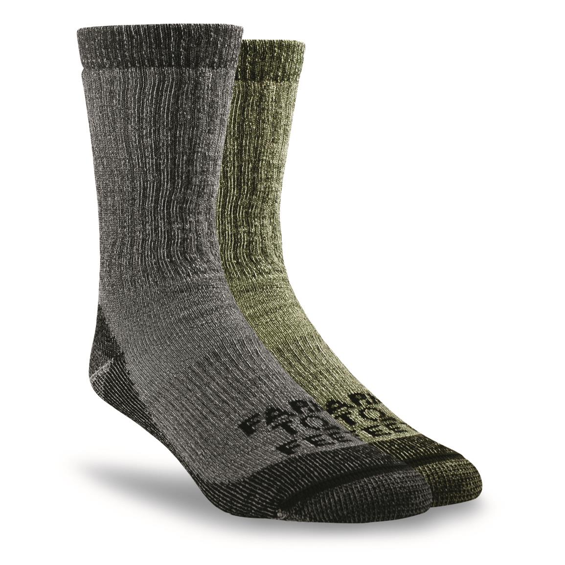 Farm to Feet Men's Boulder All-season Wool Blend Crew Socks, 2 Pairs, Wintermoss/dark Shadow