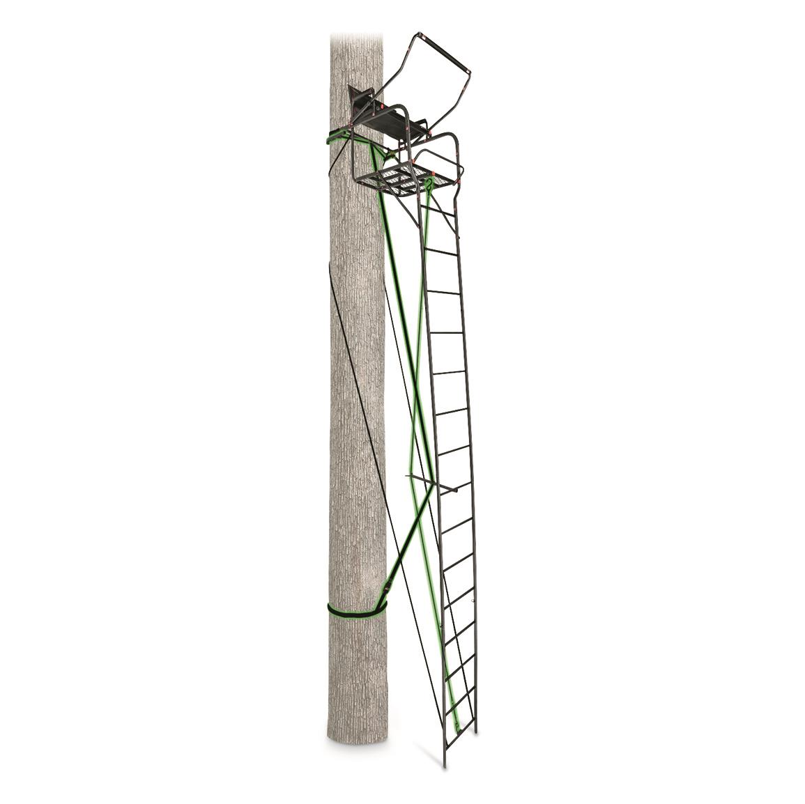 Primal Tree Stands Mac Daddy Xtra Wide Deluxe 22' Ladder Tree Stand, Jaw And Truss Stabilizer System